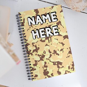 Custom Name Military Camouflage Notebook, Personalized Army Camo Notebook, Custom Veteran Diary, Military Print Journal, Militant Present