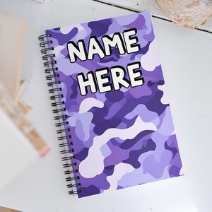Custom Name Military Camouflage Notebook, Personalized Army Camo Notebook, Custom Veteran Diary, Military Print Journal, Militant Present