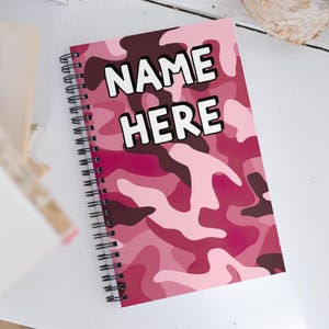 Custom Name Military Camouflage Notebook, Personalized Army Camo Notebook, Custom Veteran Diary, Military Print Journal, Militant Present