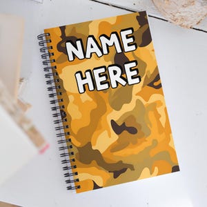 Custom Name Military Camouflage Notebook, Personalized Army Camo Notebook, Custom Veteran Diary, Military Print Journal, Militant Present