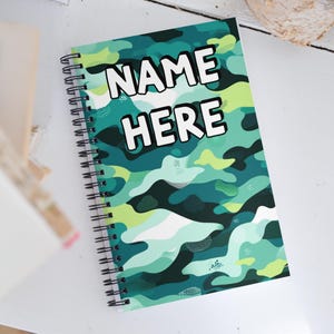 Custom Name Military Camouflage Notebook, Personalized Army Camo Notebook, Custom Veteran Diary, Military Print Journal, Militant Present