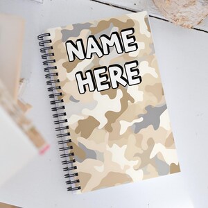Custom Name Military Camouflage Notebook, Personalized Army Camo Notebook, Custom Veteran Diary, Military Print Journal, Militant Present