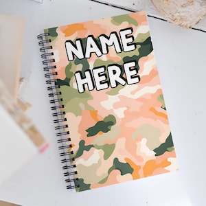 Custom Name Military Camouflage Notebook, Personalized Army Camo Notebook, Custom Veteran Diary, Military Print Journal, Militant Present