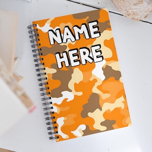 Custom Name Military Camouflage Notebook, Personalized Army Camo Notebook, Custom Veteran Diary, Military Print Journal, Militant Present