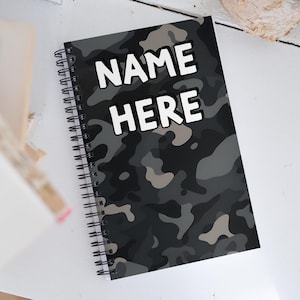 Custom Name Military Camouflage Notebook, Personalized Army Camo Notebook, Custom Veteran Diary, Military Print Journal, Militant Present