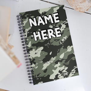 Custom Name Military Camouflage Notebook, Personalized Army Camo Notebook, Custom Veteran Diary, Military Print Journal, Militant Present