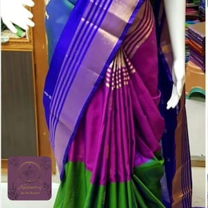 Pure Silk Uppada Saree, Zari Woven Border, South Indian Wedding