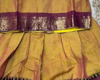 Pure Cotton Kids Pattu Pavadai Dress Indian Ethnic Wear Girls Lehenga choli Set