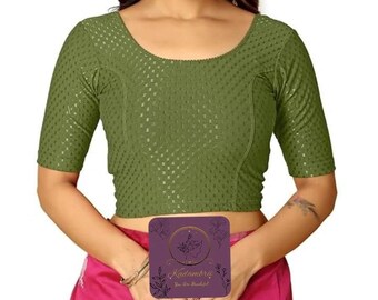 Stretch Cotton Blouse: Readymade Indian Crop Top