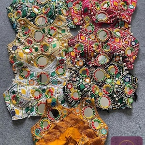 Traditional Navratri Special Blouse Dandiya Night Real Mirror work & Real Kodi work readymade blouse Heavy Embroidery Stylish Festival style