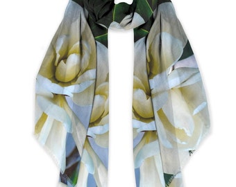 White Magnolia Silk Scarf, 100% Modal for Lucious Softness