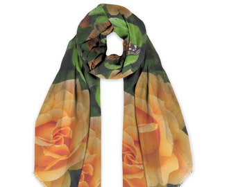 Rose and Butterfly Cotton Scarf