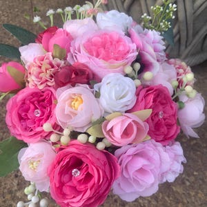 Graveside flower pot/ Memorial artificial silk mixed bouquet pink x blue flower Pots/Memorial/Funeral/Grave