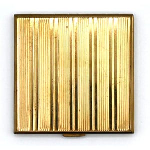 Vintage Gold Tone Compact Elgin Style Ribbed Case Dual Makeup Compartments