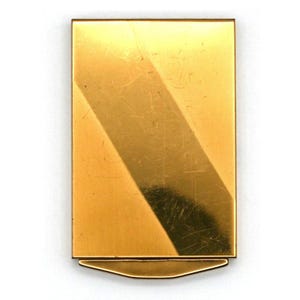 Vintage 1940s Brass Compact with Pink Lipstick & Dual Compartment – Made in USA