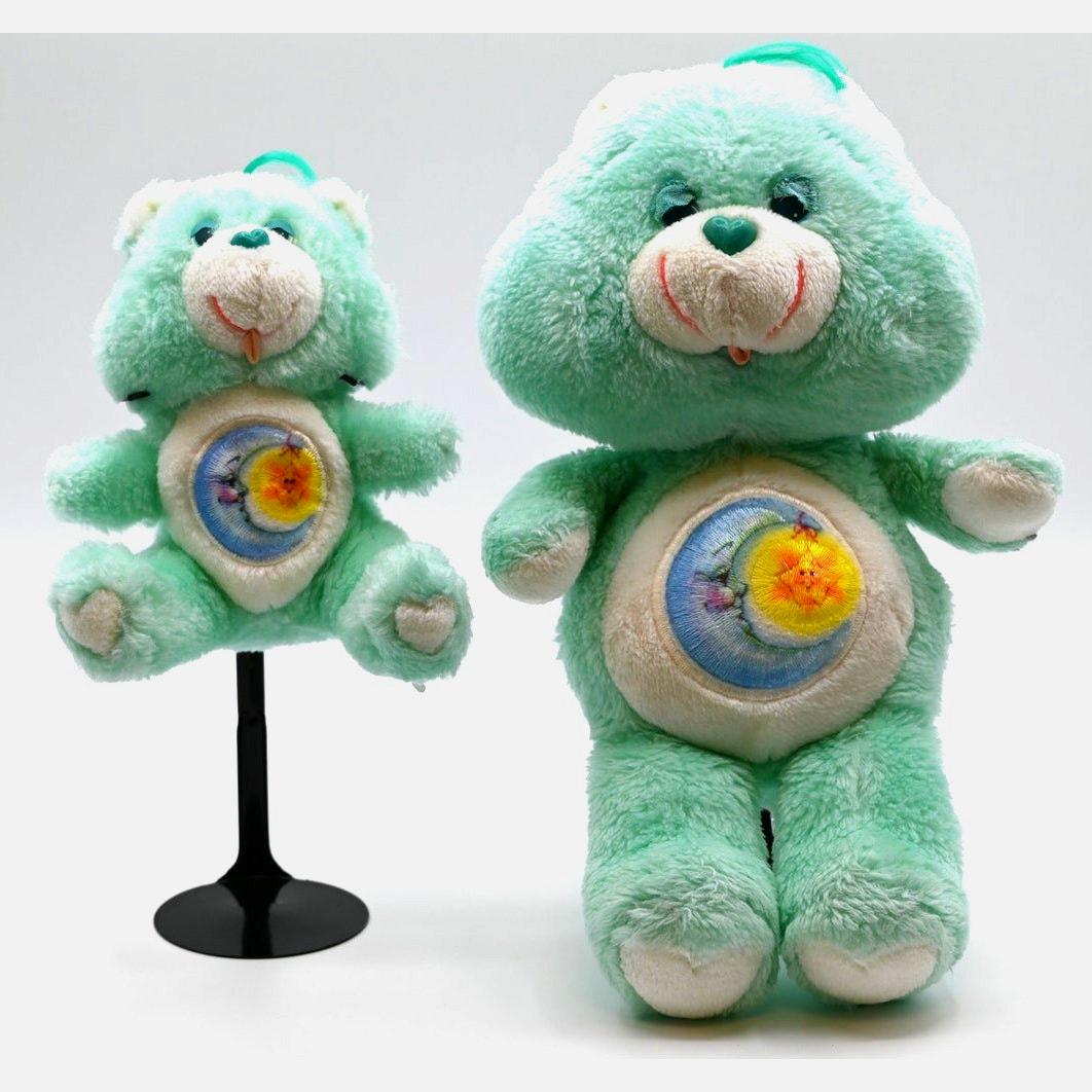 Vintage 1983 Care Bears Bedtime Bear Pair – Teal Blue 13” & Mini