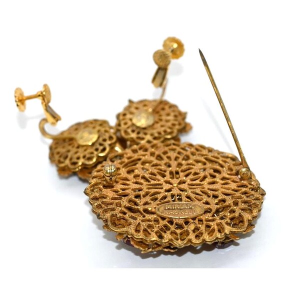 Vintage Miriam Haskell signed set red and fuchsia… - image 6