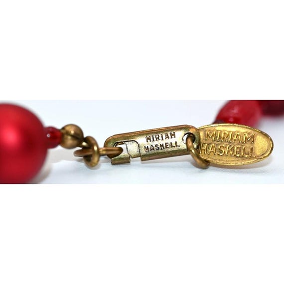 Vintage Miriam Haskell signed set red and fuchsia… - image 4