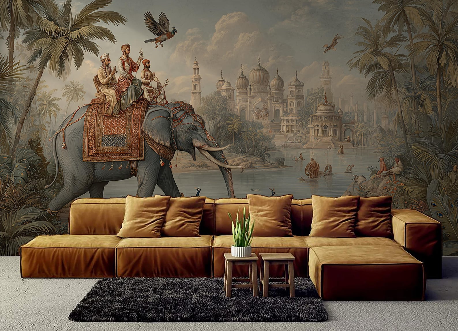 Vintage Elephant Palace Mural Wallpaper – Exotic Indian Wall Art - Etsy