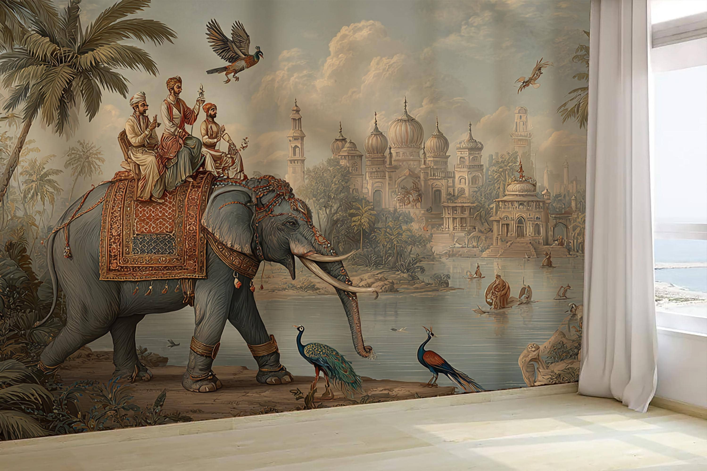 Vintage Elephant Palace Mural Wallpaper – Exotic Indian Wall Art - Etsy