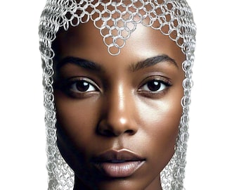 Lightweight Aluminum Chainmail Coif: Medieval Knight Hood - LARP, Cosplay