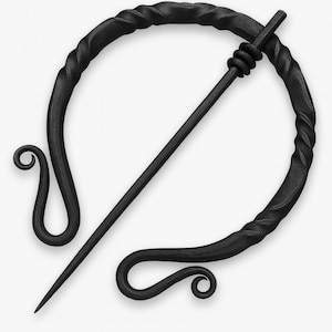 Hand-Forged Medieval Penannular Brooch: Viking Celtic Twist Cloak Pin