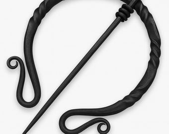 Hand-Forged Medieval Penannular Brooch: Viking Celtic Twist Cloak Pin