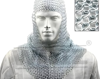 Waiz® Medieval Crusader Helmet Aluminum Chainmail Coif V-Neck