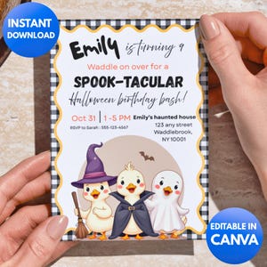 halloween Invitation Goose, Spooky Goose Party Invite, Cute Digital Halloween Card, Fun Goose Theme Decor