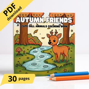 Cozy Printable Coloring Book - Cute Autumn Animals - Coloring Pages - PDF File