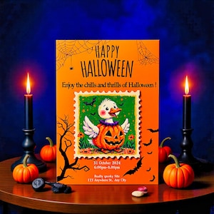 Halloween Invitation Goose, Spooky Goose Party Invite, Cute Digital Halloween Card, Fun Goose Theme Decor