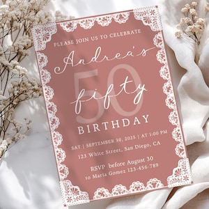 Cielito Lindo 50th Birthday Invitation Editable Canva Template, Papel Picado Invite Talavera Theme,Girl Birthday Invitation Digital Download