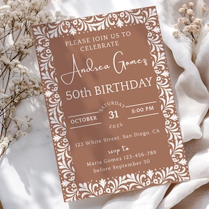 Cielito Lindo 50th Birthday Invitation: Papel Picado, Talavera Theme (Digital Download Canva Template)