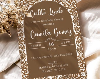 Cielito Lindo Baby Shower Invitation, Papel Picado, Talavera Theme, Editable Canva Template, Digital Download