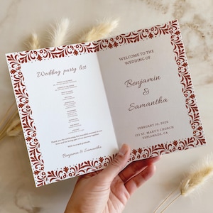 Wedding Program Template, Bifold Papel Picado Invitaciones De Boda: Editable Canva Template (Digital Download)