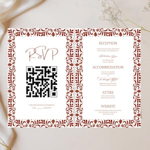 Invitaciones De Boda Papel Picado Mexican Wedding Invitation Suite: RSVP and Wedding Details Card Editable Canva Template (Digital Download).

Invitaciones de boda papel picado Mexican wedding invitation suite in brown and white, featuring intricate papel picado banner details and elegant typography. Includes editable Canva template for main invitation, RSVP card, and wedding details card. Printable digital download with traditional Mexican fiesta-inspired design, perfect for a rustic wedding.