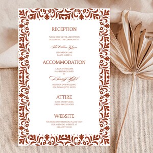 Invitaciones De Boda Papel Picado Mexican Wedding Invitation Suite: RSVP and Wedding Details Card Editable Canva Template (Digital Download).

Invitaciones de boda papel picado Mexican wedding invitation suite in brown and white, featuring intricate papel picado banner details and elegant typography. Includes editable Canva template for main invitation, RSVP card, and wedding details card. Printable digital download with traditional Mexican fiesta-inspired design, perfect for a rustic wedding.