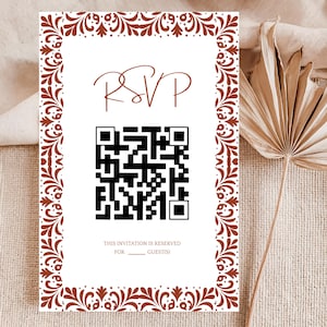 Invitaciones De Boda Papel Picado Mexican Wedding Invitation Suite: RSVP and Wedding Details Card Editable Canva Template (Digital Download).

Invitaciones de boda papel picado Mexican wedding invitation suite in brown and white, featuring intricate papel picado banner details and elegant typography. Includes editable Canva template for main invitation, RSVP card, and wedding details card. Printable digital download with traditional Mexican fiesta-inspired design, perfect for a rustic wedding.
