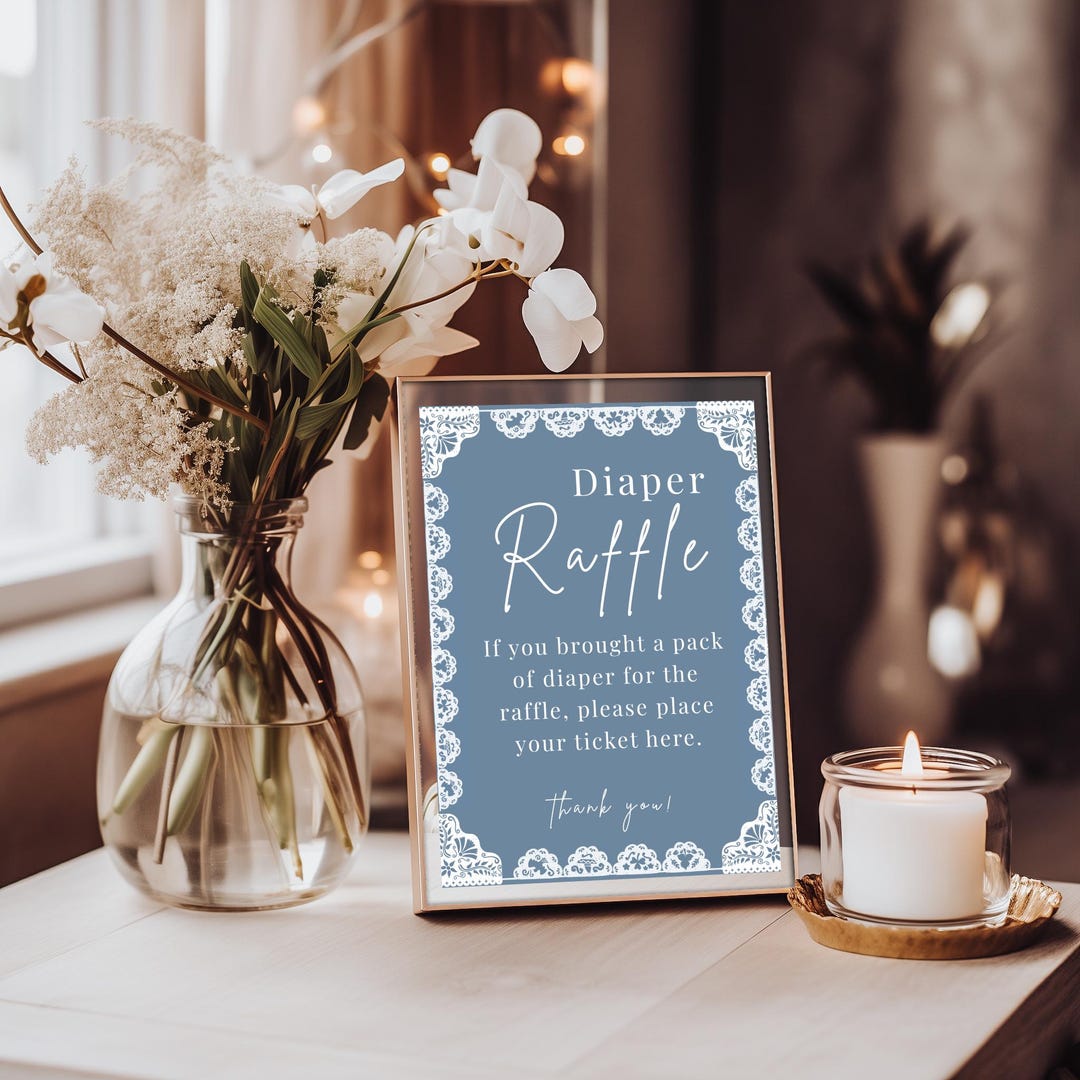 Blue Papel Picado Diaper Raffle Sign, Cielito Lindo Baby Shower (canva ...