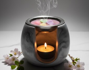 Raysin Duftlampe | Aromalampe Teelicht | Minimalistisches Design | Handgemachte Deko | Anthrazit Grau Deko