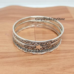 925 Sterling Silver, 6 Designer Bangle Set, Silver Bangle, Decent Bangle, Amazing Bangle Set, Gift For Girl&#39;s & Women, Spacial Occasion Gift