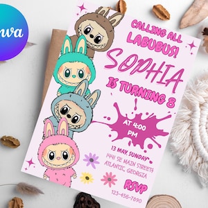 Labubu Birthday Party Invitation, Labubu Birthday Party, Labubu birthday invitation, Invitation Template, Printable Invite, digital download