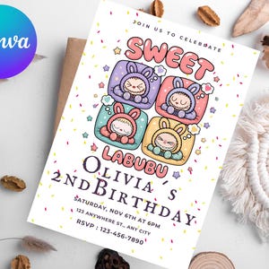 Labubu Birthday Party Invitation, Labubu Birthday Party, Labubu birthday invitation, Invitation Template, Printable Invite, digital download