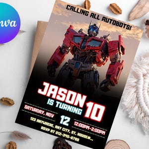 Editable Rescue Bots Transformers Birthday Invitation Template, Printable Rescue Bots Invitation, Digital Autobots Birthday Invite