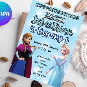 Frozen Birthday Invitation | Magical Frozen Party Invite | Editable Template | Anna & Elsa | Kids Birthday Celebration