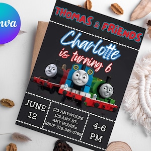 Printable Thomas train Birthday Invitation, editable Thomas party Invite, Birthday Boy, 1st first bday, 2nd second party Chugga Chugga Choo