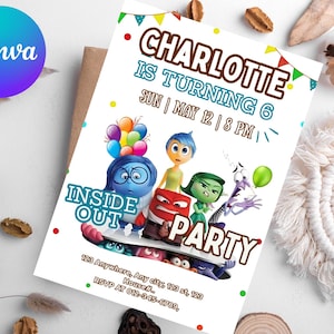 Editable Inside Out 2 Birthday Invitation Template, Printable Birthday Party Invitation, Digital Kids Party Invite, Boys & Girls Bday Card
