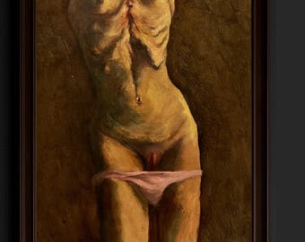 ヴィンテージ女性油絵 - オリジナルファインアート肖像画、ギャラリー装飾