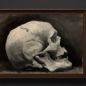 Gothic skull candle painting, Halloween dark art , creepy wall decor, macabre still life, spooky gothic wall art, horror oil painting