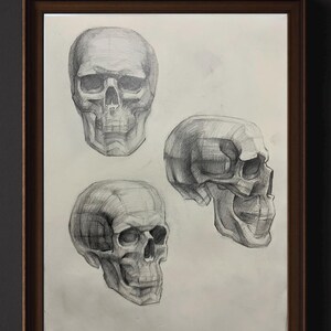 Gothic Skull Art | Hand Drawn Skull Illustration | Dark Art for Gothic Decor | Unique Gothic Illustrations | 90s art | A4 size